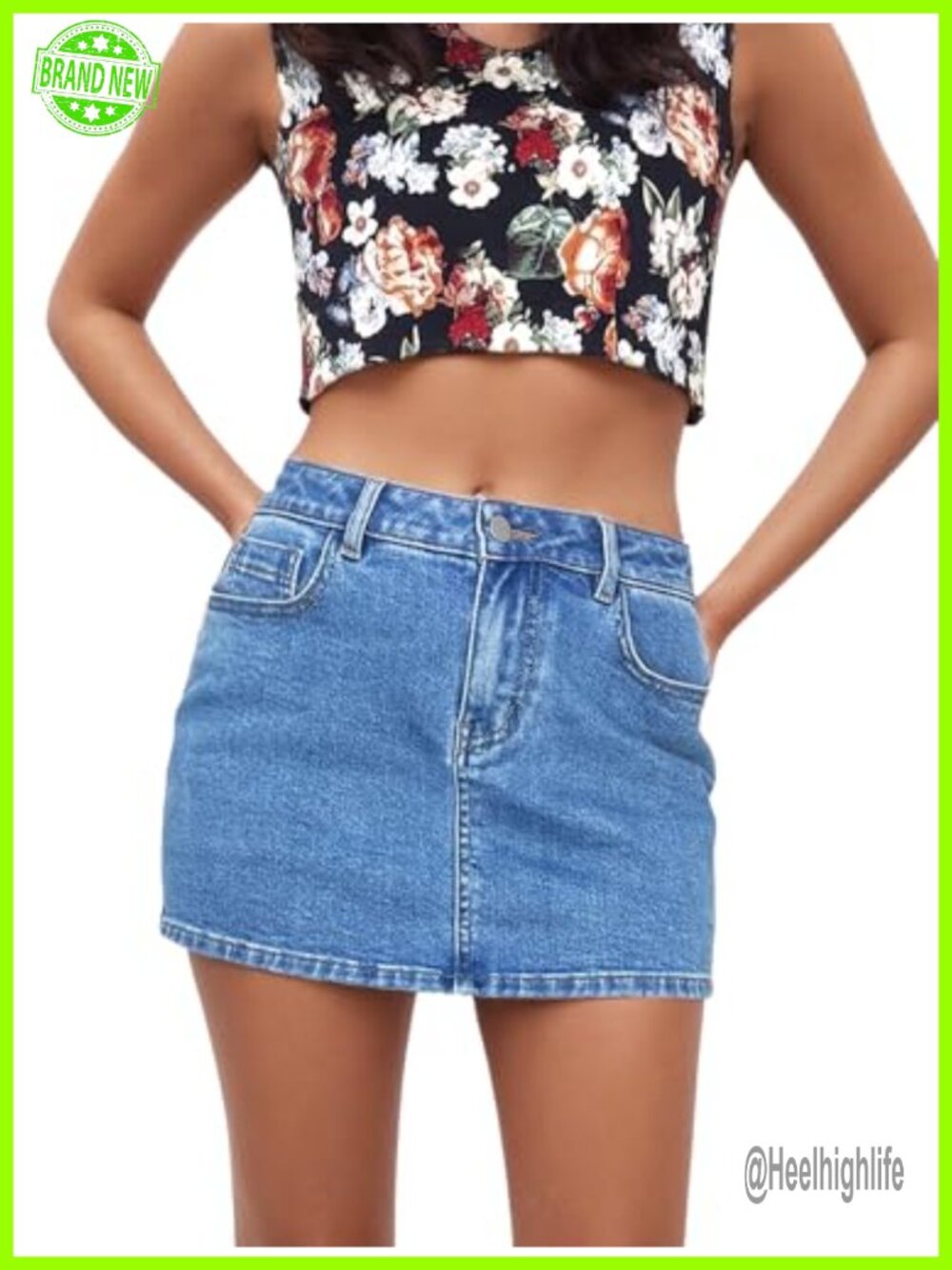 VAYEAH Women's Low Rise Denim Mini Skort with Shorts Y2K Jean Style